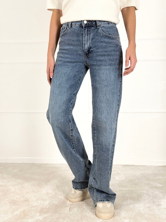 LOOSE STRAIGHT STRETCH moteriški džinsai YARDEN Mėlyna