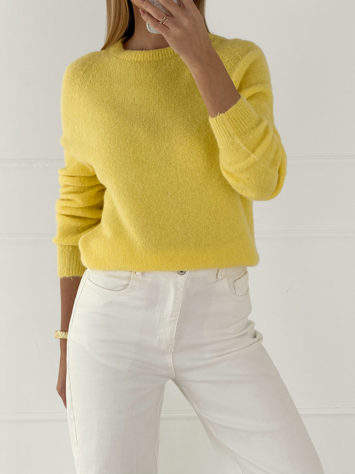 Moteriškas itališkas megztinis su baby alpakos vilna ADELINA Geltona