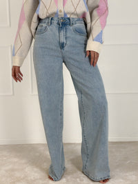 Moteriški platėjantys džinsai aukštu juosmeniu HARTLEY Šviesiai mėlyna