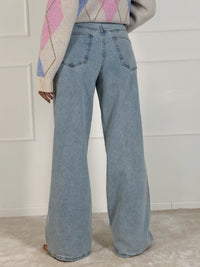 Moteriški platėjantys džinsai aukštu juosmeniu HARTLEY Šviesiai mėlyna