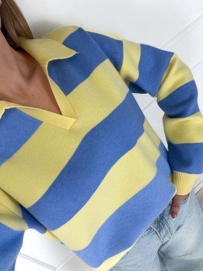 Moteriškas dryžuotas megztinis su vilna DALISAY Geltona