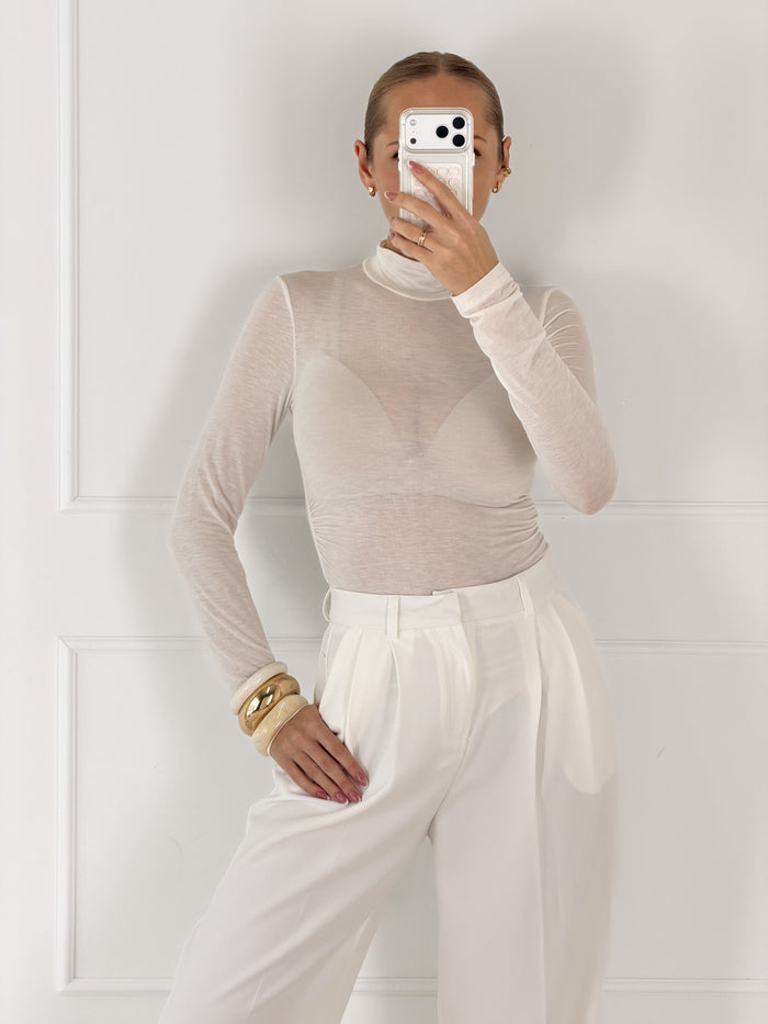 Moteriškas itališkas bodis su šilku HENLEY Balta