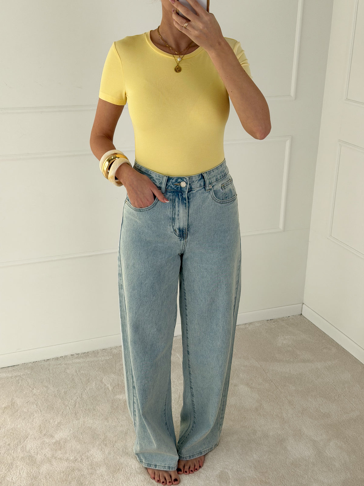 Moteriški medvilniniai marškinėliai GABY Geltona