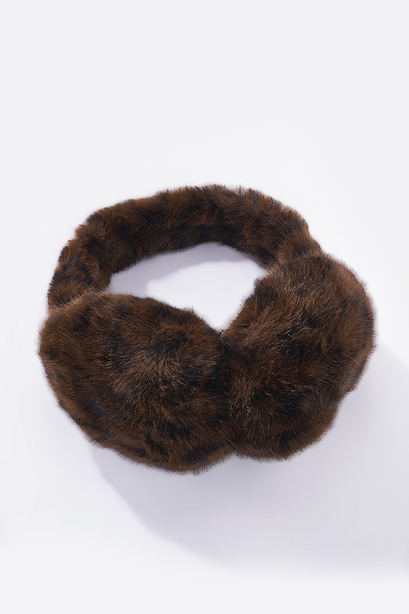 Moteriškos leopardo rašto šiltos žieminės ausinės SORA Ruda