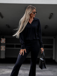 Moteriškas dryžuotas dviejų dalių kostiumėlis MIREA juoda