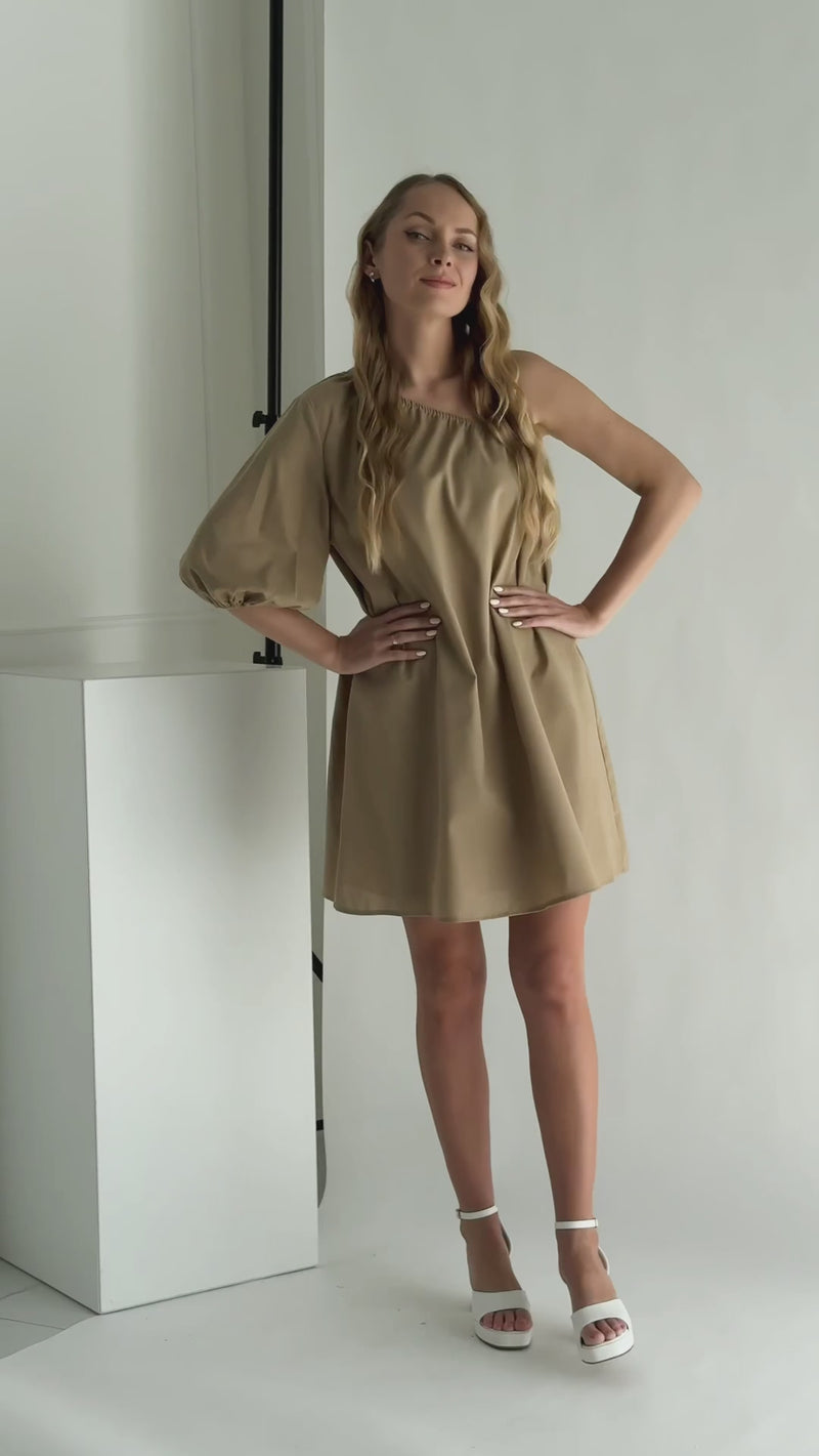 Moteriška lininė suknelė BONNIE Ruda