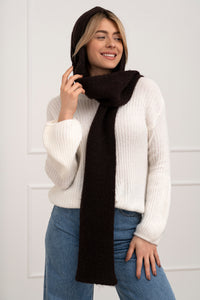 Moteriškas šiltas šalikas su vilna SOFI Tamsiai ruda