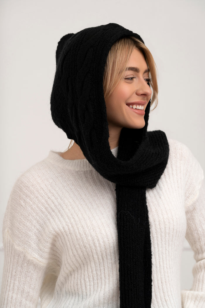 Moteriškas šiltas šalikas su vilna SOFI Juoda