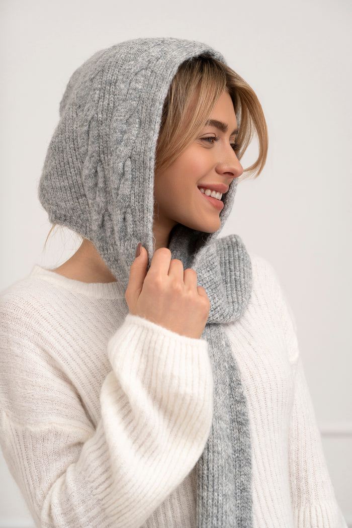 Moteriškas šiltas šalikas su vilna SOFI Pilka
