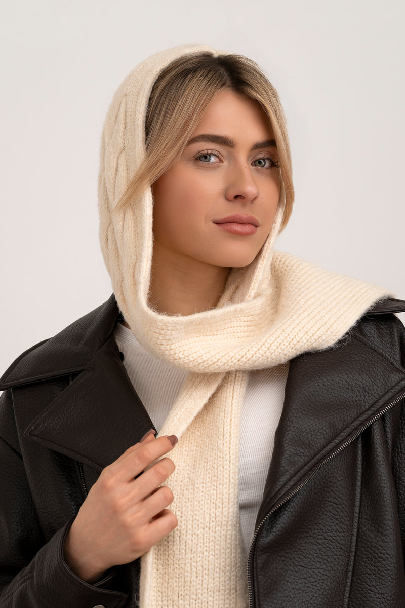 Moteriškas šiltas šalikas su vilna SOFI Kreminė