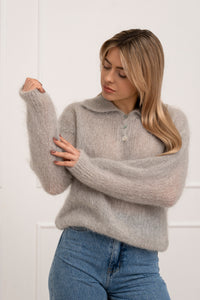 Moteriškas itališkas moheros vilnos megztinis RAYANA Pilka