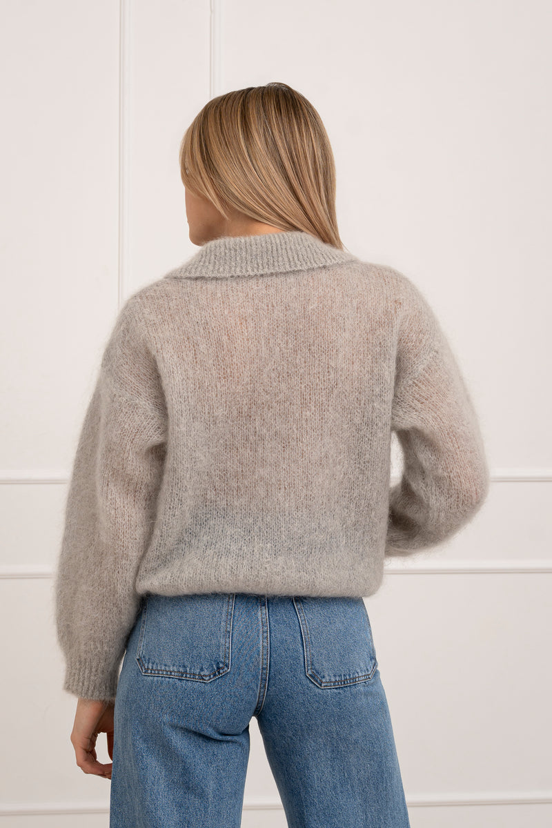 Moteriškas itališkas moheros vilnos megztinis RAYANA Pilka