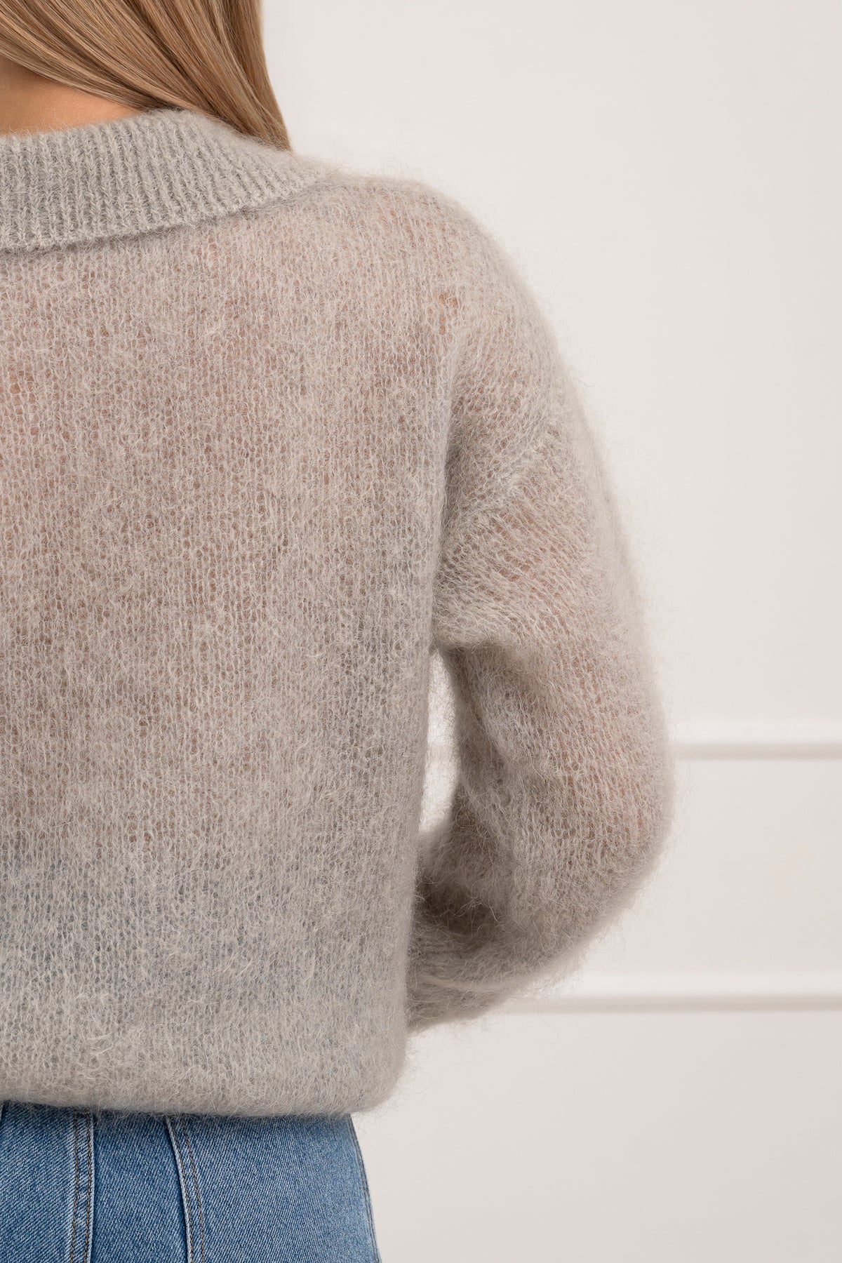 Moteriškas itališkas moheros vilnos megztinis RAYANA Pilka