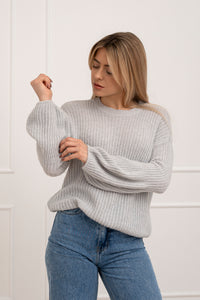 Moteriškas itališkas megztinis su baby alpakos vilna URSULA Pilka