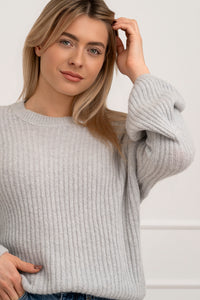 Moteriškas itališkas megztinis su baby alpakos vilna URSULA Pilka