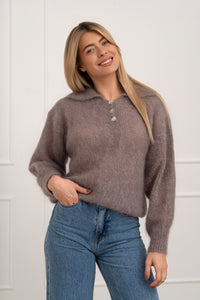 Moteriškas itališkas moheros vilnos megztinis RAYANA Kapučino