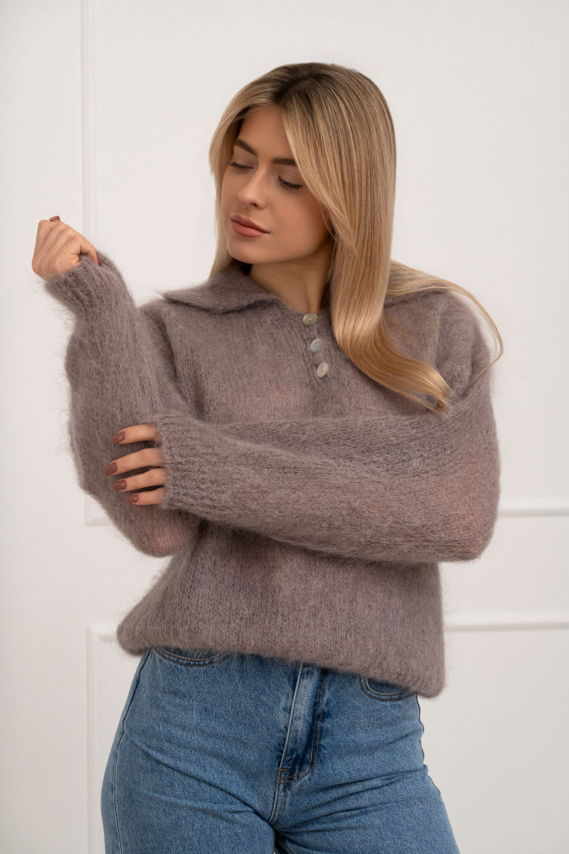 Moteriškas itališkas moheros vilnos megztinis RAYANA Kapučino