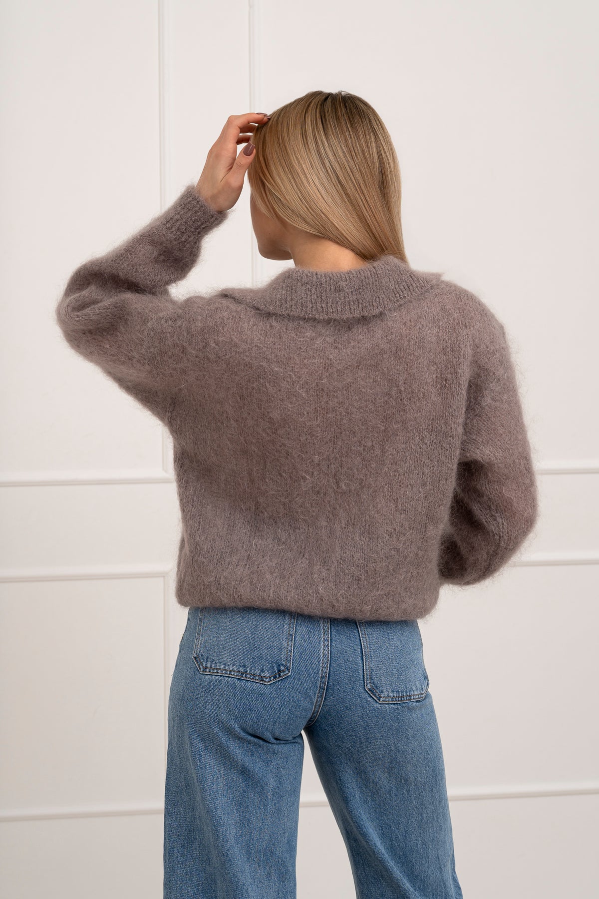 Moteriškas itališkas moheros vilnos megztinis RAYANA Kapučino