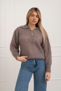 Moteriškas itališkas moheros vilnos megztinis RAYANA Kapučino