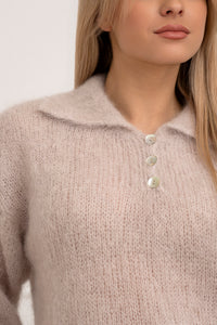 Moteriškas itališkas moheros vilnos megztinis RAYANA Kreminė