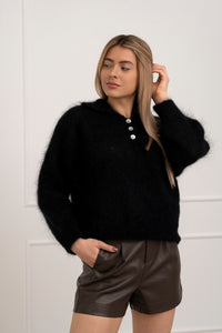 Moteriškas itališkas moheros vilnos megztinis RAYANA Juoda