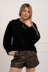 Moteriškas itališkas moheros vilnos megztinis RAYANA Juoda