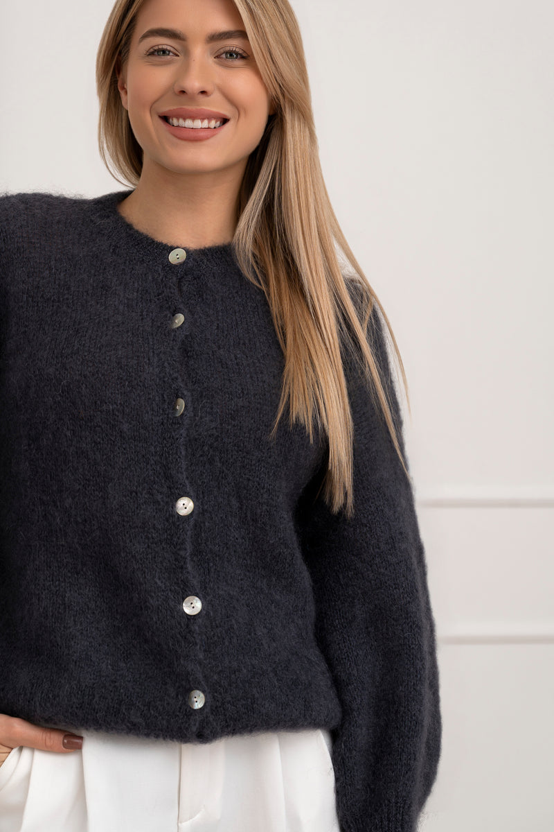 Moteriškas itališkas moheros vilnos megztinis EMELIN Tamsiai pilka