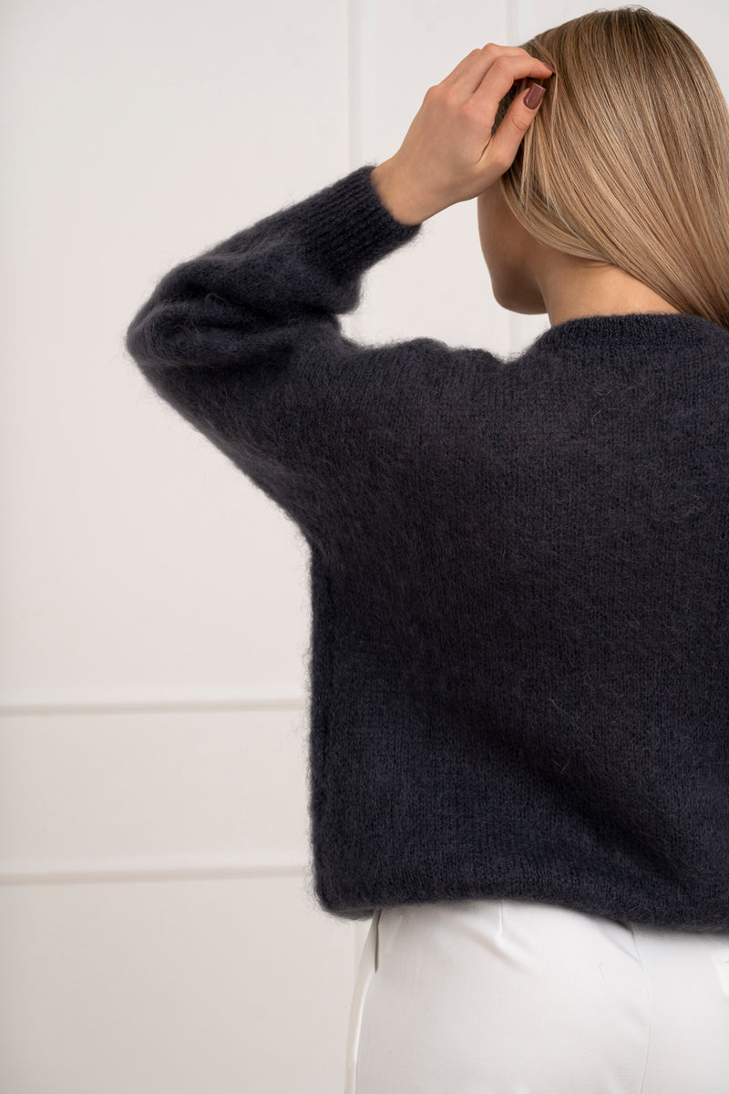 Moteriškas itališkas moheros vilnos megztinis EMELIN Tamsiai pilka