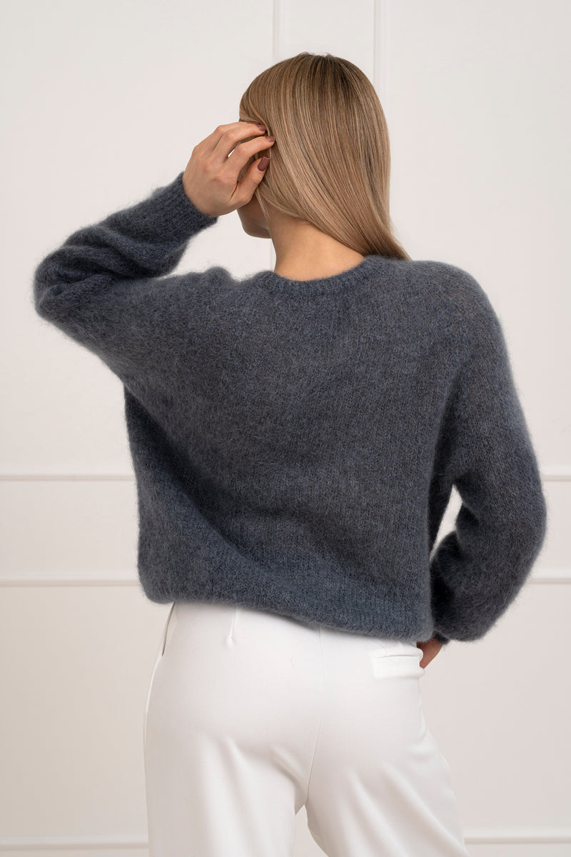 Moteriškas itališkas moheros vilnos megztinis FELICIA Tamsiai pilka