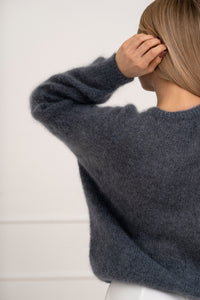 Moteriškas itališkas moheros vilnos megztinis FELICIA Tamsiai pilka