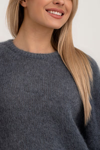 Moteriškas itališkas moheros vilnos megztinis FELICIA Tamsiai pilka