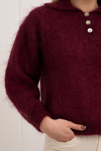 Moteriškas itališkas moheros vilnos megztinis RAYANA Bordo