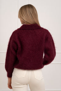 Moteriškas itališkas moheros vilnos megztinis RAYANA Bordo