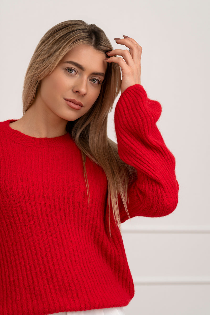 Moteriškas itališkas megztinis su baby alpakos vilna URSULA Raudona