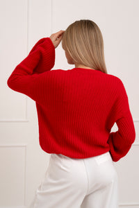 Moteriškas itališkas megztinis su baby alpakos vilna URSULA Raudona