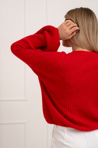Moteriškas itališkas megztinis su baby alpakos vilna URSULA Raudona