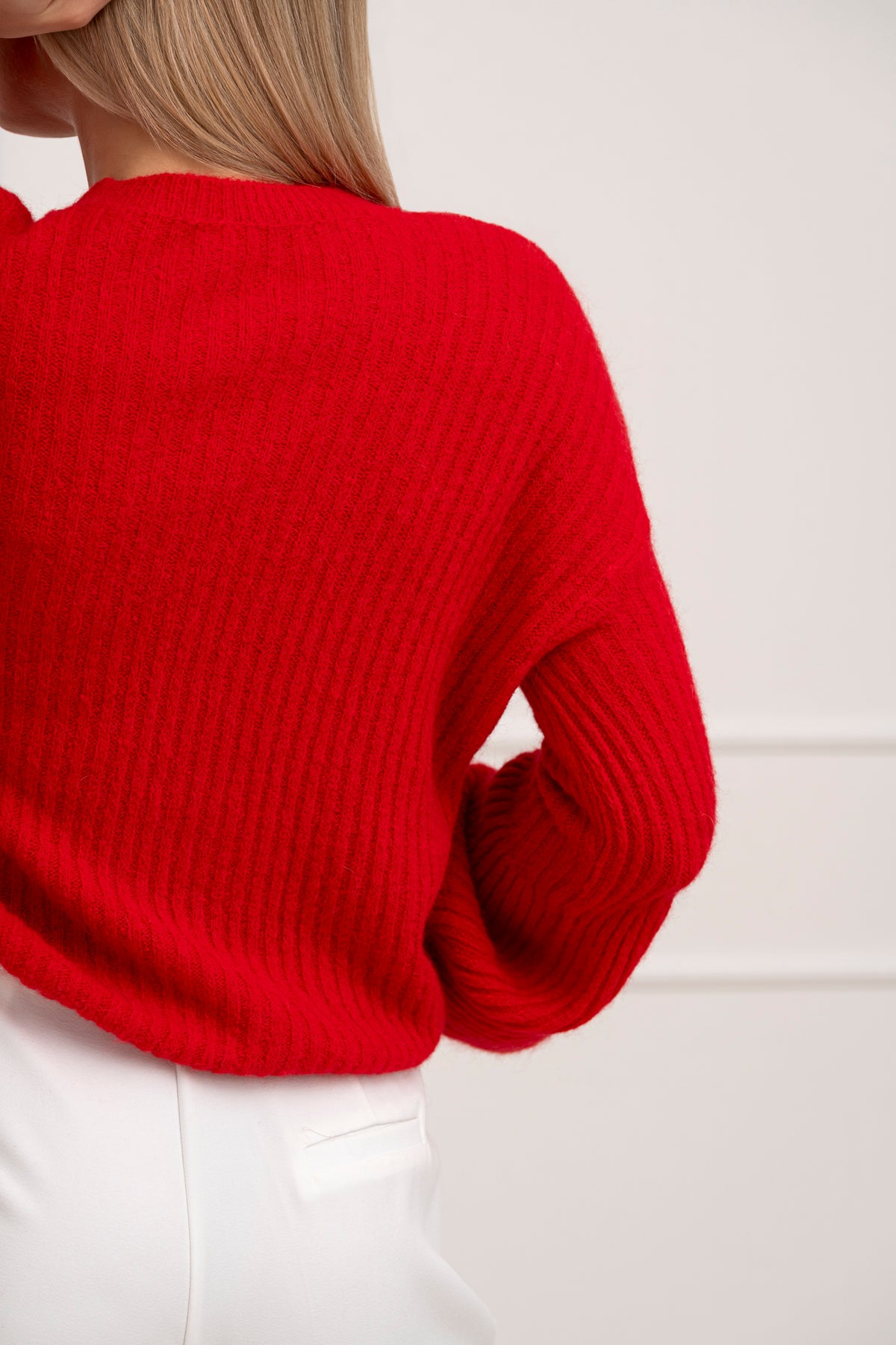 Moteriškas itališkas megztinis su baby alpakos vilna URSULA Raudona