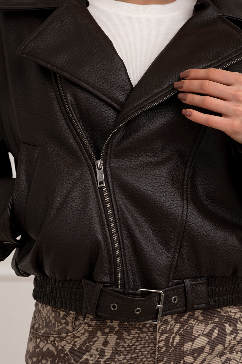 Moteriška eko odos striukė su kailiu RODGER Tamsiai ruda