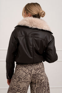 Moteriška eko odos striukė su kailiu RODGER Tamsiai ruda