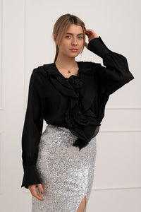 Moteriška puošni palaidinė MAGDALENA Juoda