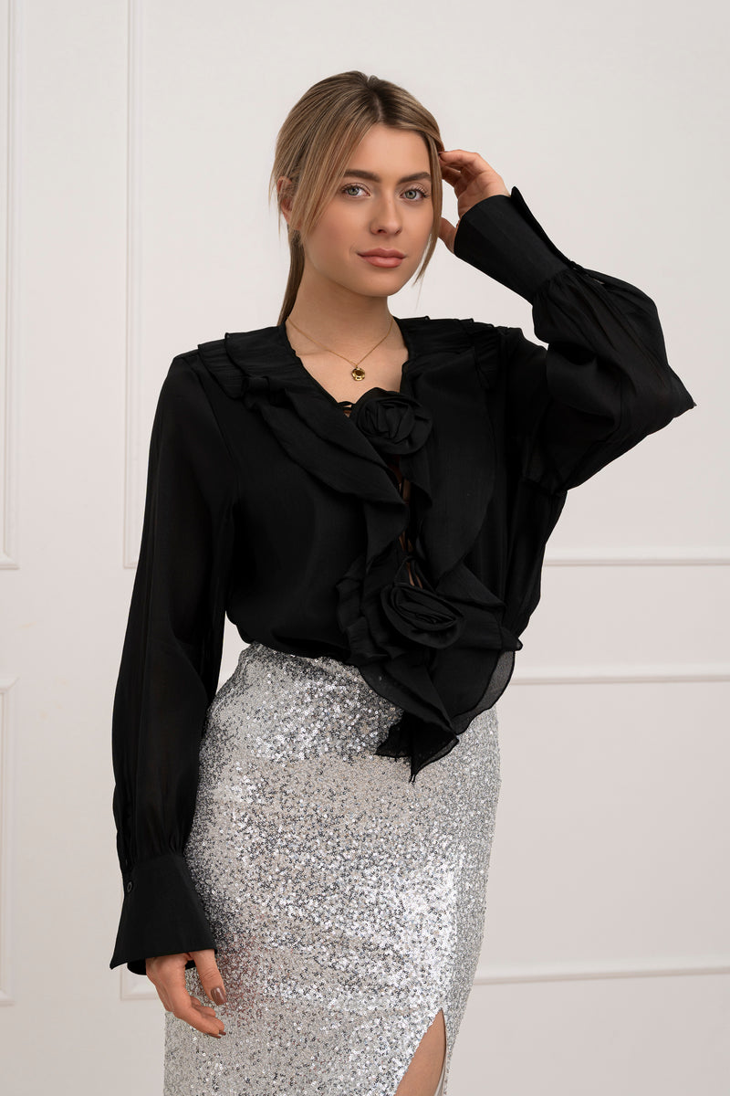 Moteriška puošni palaidinė MAGDALENA Juoda