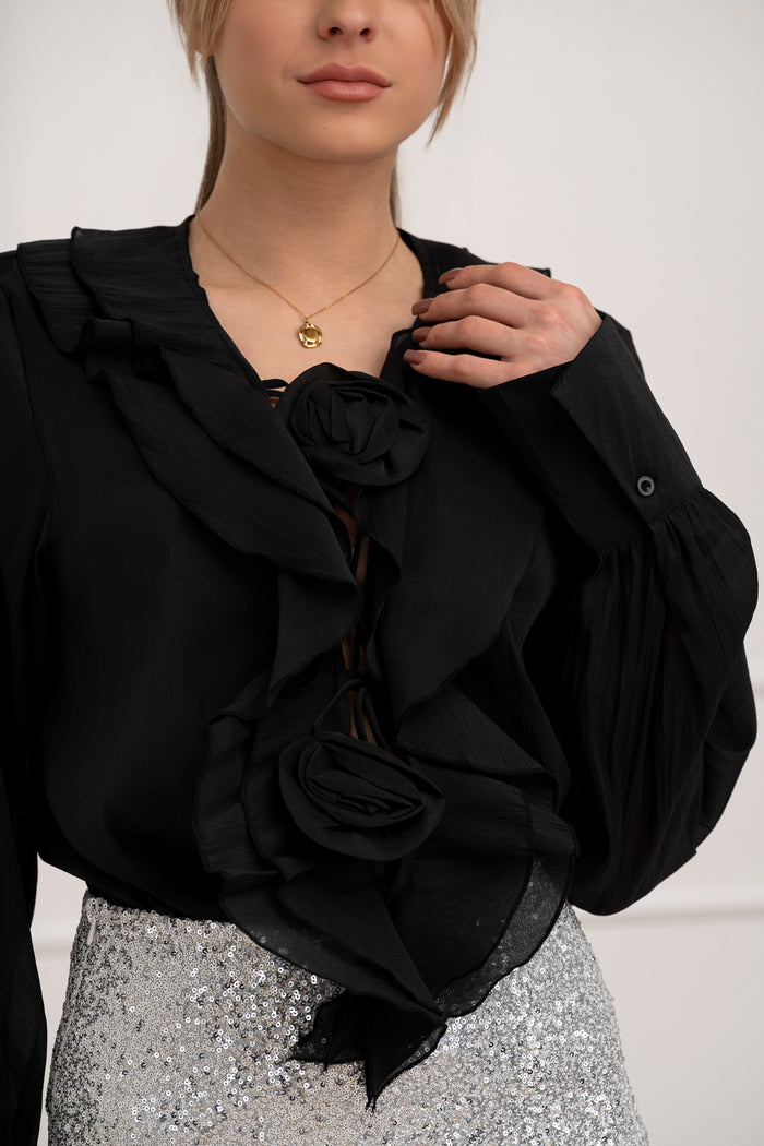 Moteriška puošni palaidinė MAGDALENA Juoda