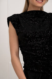 Moteriška blizgi itališka palaidinė SIDNEY Juoda