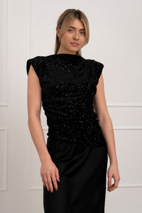 Moteriška blizgi itališka palaidinė SIDNEY Juoda