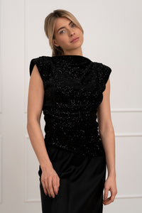 Moteriška blizgi itališka palaidinė SIDNEY Juoda