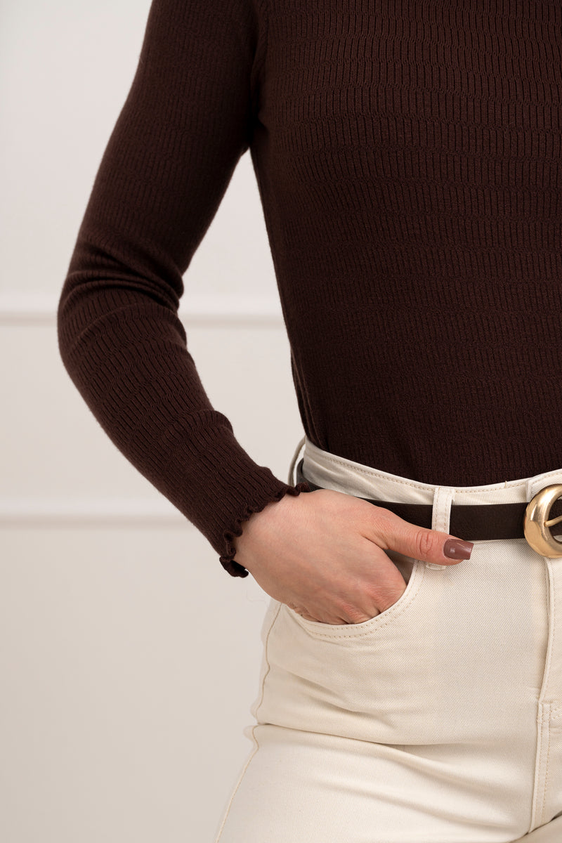 Moteriškas golfas OLERON Tamsiai ruda