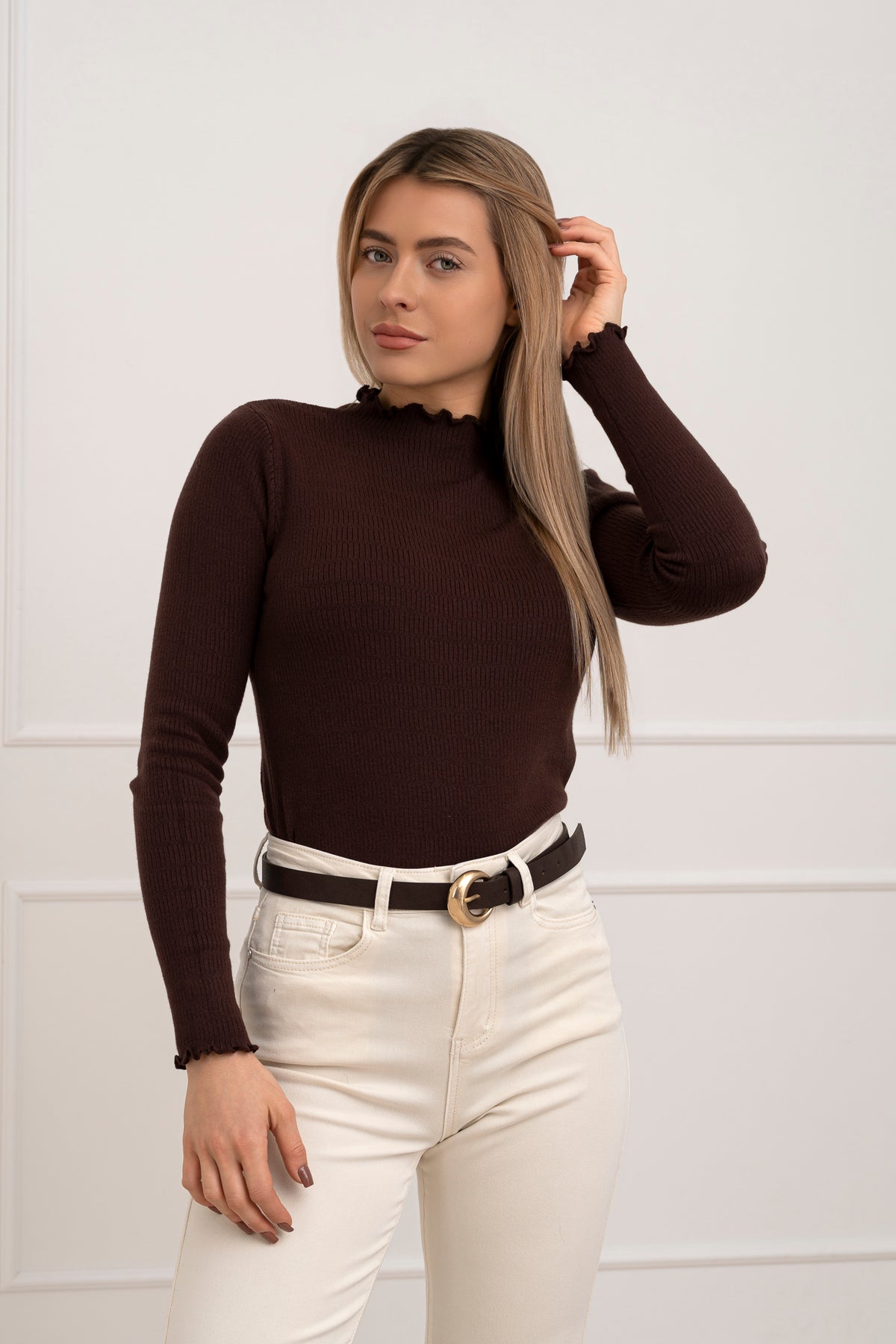 Moteriškas golfas OLERON Tamsiai ruda