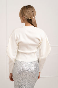 Moteriškas susagstomas megztinis CADENCE Balta