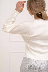 Moteriškas susagstomas megztinis CADENCE Balta