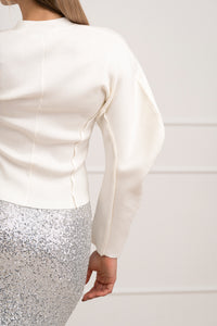 Moteriškas susagstomas megztinis CADENCE Balta